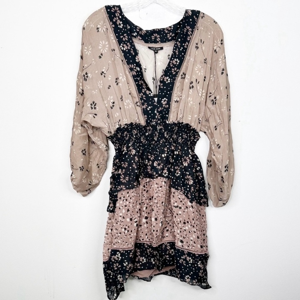 NWT ANTHROPOLOGIE LOVE SAM | 100% Silk Dolman Blouson Dress in Fleur‎ Multi XS - Picture 2 of 4